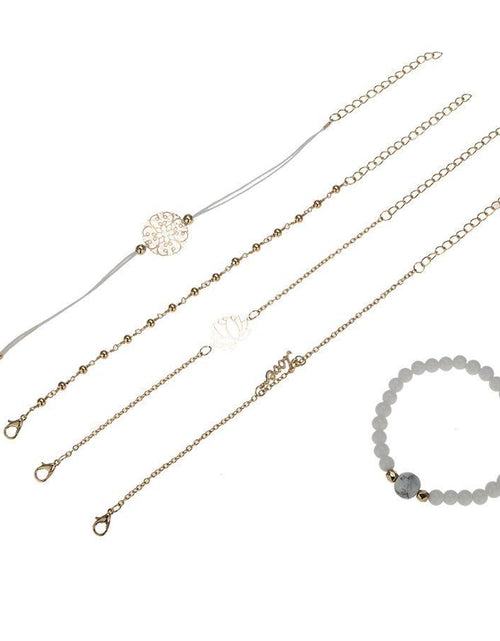 Load image into Gallery viewer, Arcoris White Marble Filigree Pendant &amp; Love 5 Piece Bracelet Set
