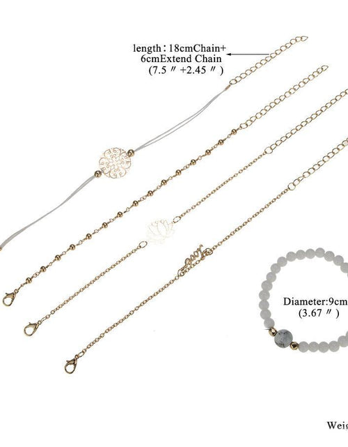 Load image into Gallery viewer, Arcoris White Marble Filigree Pendant &amp; Love 5 Piece Bracelet Set
