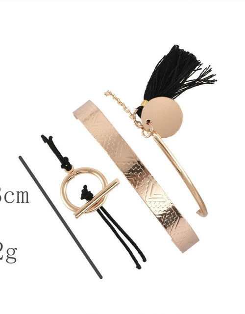 Load image into Gallery viewer, Egyptian Design Gold Ingrain Black Tassel 3 Piece Set
